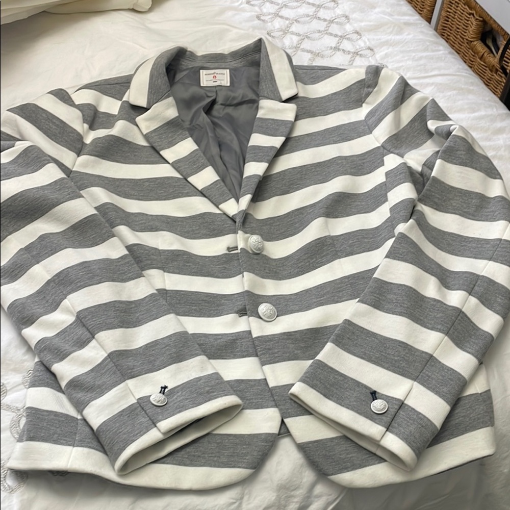 Gray and White Striped Blazer